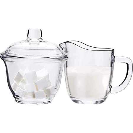 Nicunom Glass Sugar and Creamer Set for Coffee and Tea, Clear Cream Pitcher and Sugar Bowl with Lid, Cream Jug Sugar Jar, Coffee Serving Set