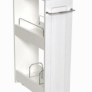 Zenna Home 9227WWBB, Slimline Rolling Storage Shelf, White