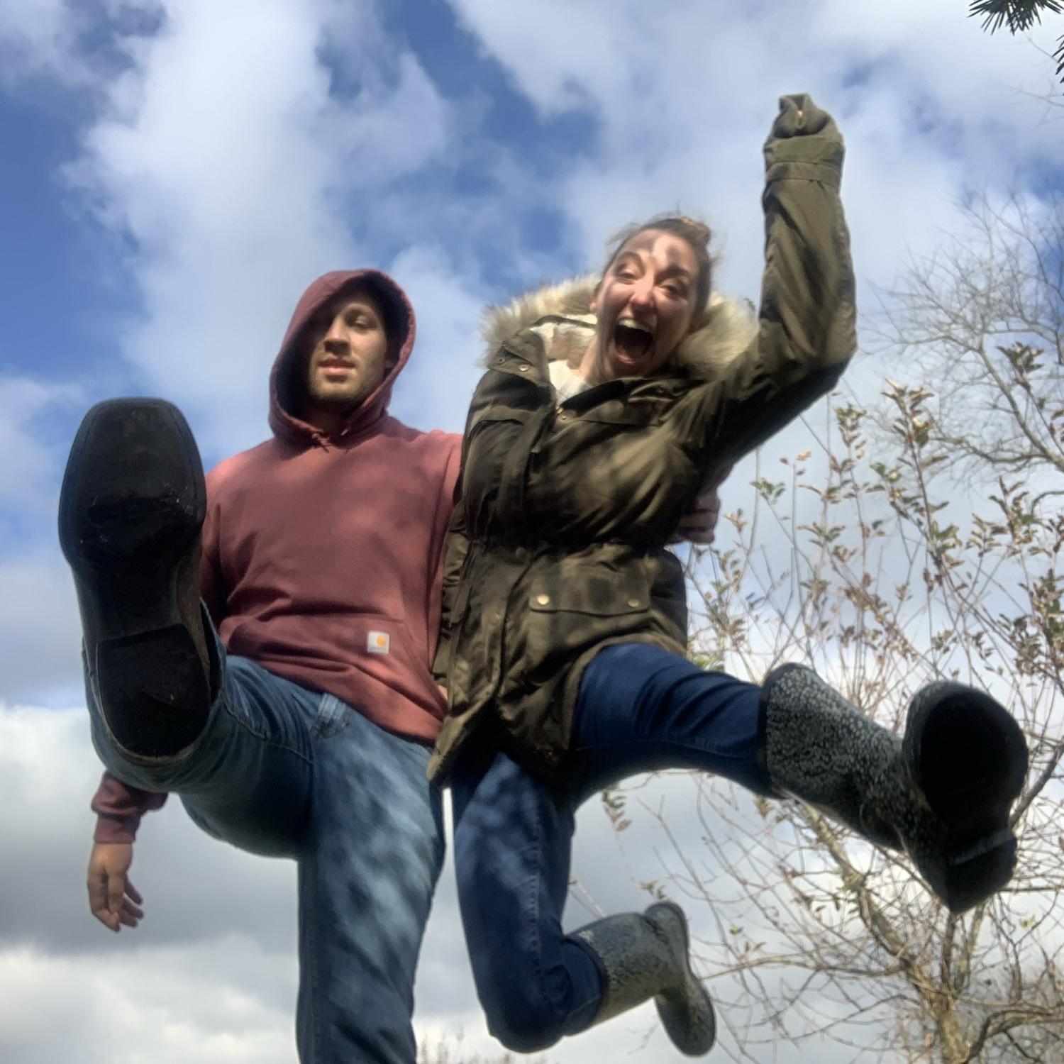 Jumping for joy with annual Christmas tree cutting!