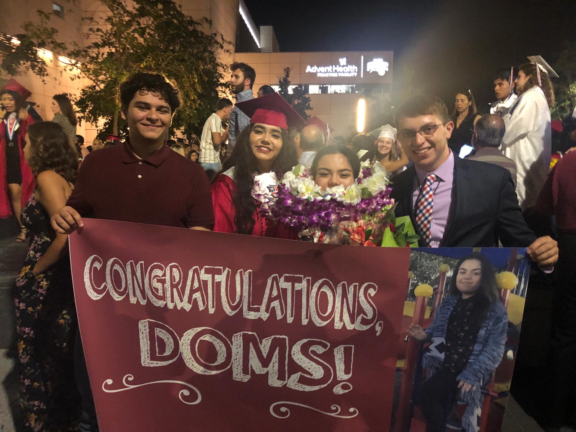 From left to right: Elijah Cruz, Michelle Ramos, Dominique, and Victor at Dominique's graduation.
