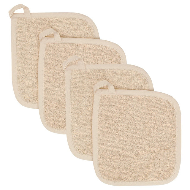 John Ritzenthaler Co. Ritz 4-Pack Terry Pot Holder Set, Latte