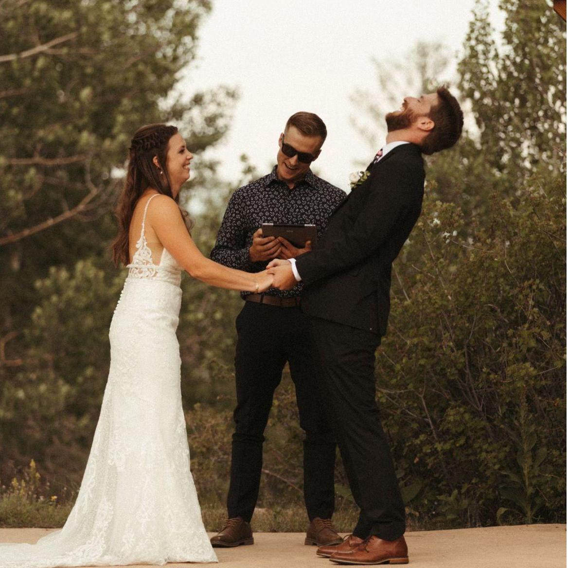 Did you know Jarrod is ordained? He has married five couples thus far.