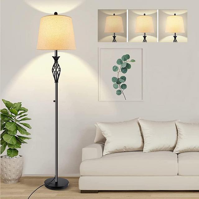 Stepless Dimmable Floor Lamps for Living Room, PARTPHONER 65 Inches Tall Standing Lamp, Modern Pole Lamp with Twist Design, Boho Floor Lamp for Bedroom Home Office, Rotary Switch
