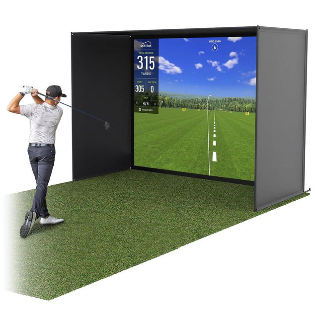 GoSports Golf Simulator Enclosure Nets - Choose 10 x 8 ft, 12 x 9 ft, or 14 x 8 ft - Complete Set with Frame and HD Impact Screen Kit