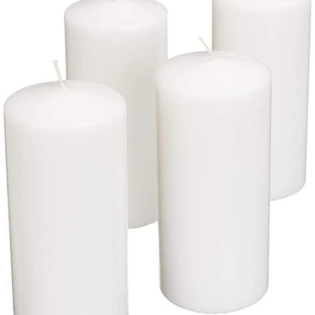 Amazon Basics Unscented Pillar Candles - 2.8” X 6”, 4-Pack