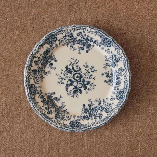 FLORAL EARTHENWARE DESSERT PLATE
