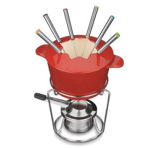 Cuisinart 13-Piece Cast Iron Fondue Set, Red