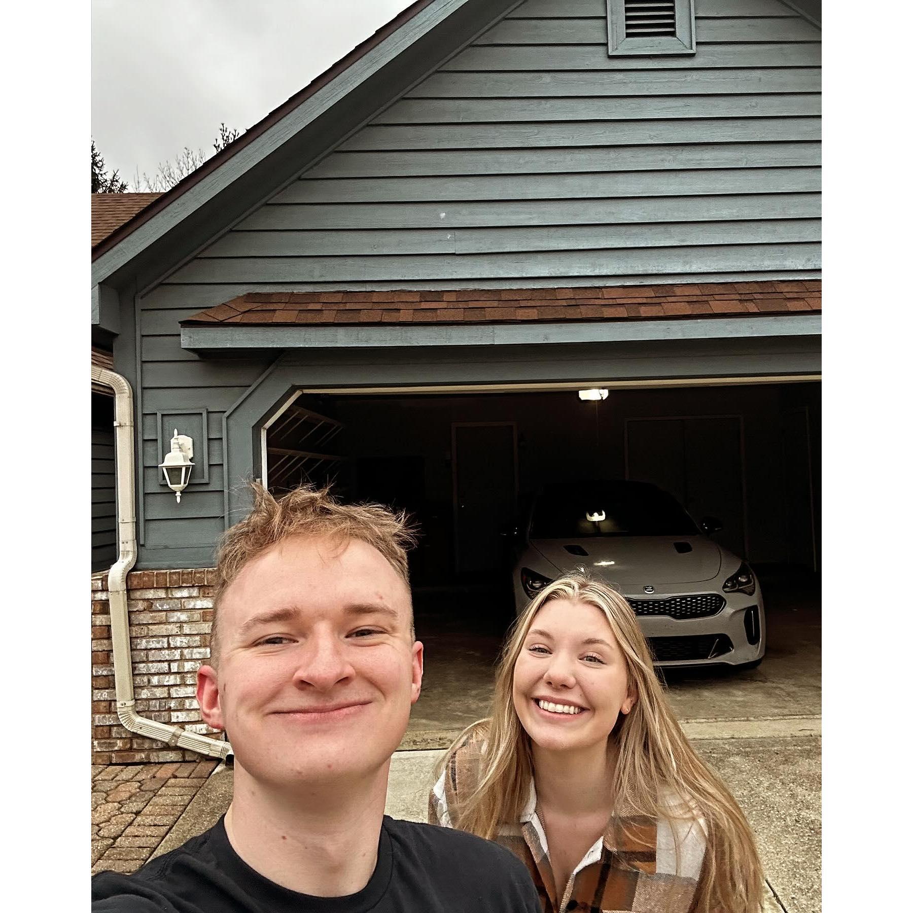 Us in front of our house on closing day