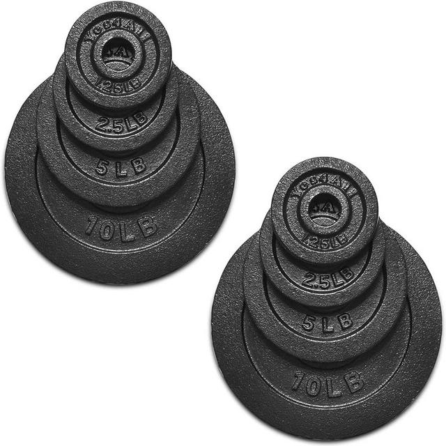 Yes4All 1.15 Inch Cast Iron Weight Plate - Ideal for Dumbbell Handle, Strength Training & Weightlifting (Set)