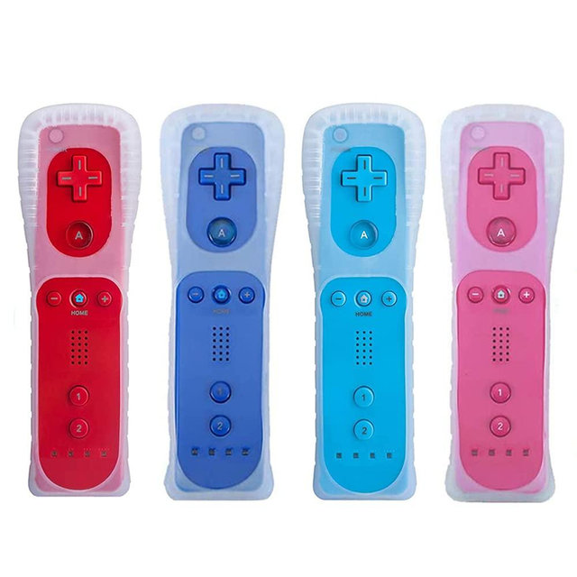 Tevodo Wii Remote Controller, 4 Packs Upgrade Wireless Controller Compatible with Wii Wii U(Red Blue Pink Deep Blue)