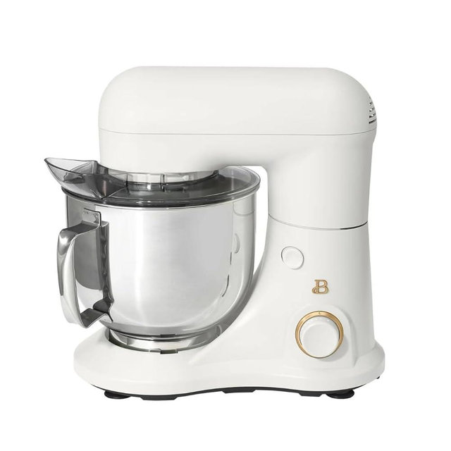 Beautiful 5.3QT 300W Stand Mixer with 12 Speeds, Tilt-Head, Splash Guard & Dishwasher-Safe Accessories, Soft Matte Finish – Mixes Up to 9 Dozen Cookies, Includes Dough Hook & Whisk (White Icing)