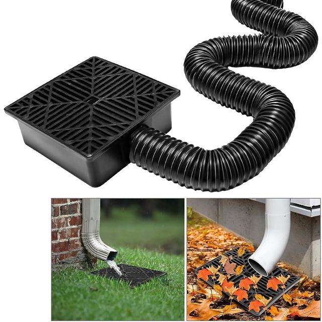 ZNNCO Upgraded Gutter Downspout Extensions Flexible, No Dig Catch Basin Downspout Extension with Leak-Proof Splash Block Kit,Extendable from 1.34’ to 5.1’