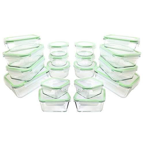 Kinetic Glassworks Glass Lunch Containers [36 piece] Glass Food Storage Bento Box | BPA Free | FDA Approved | Portion Control Containers with Lids, (18 Containers & 18 Lids)