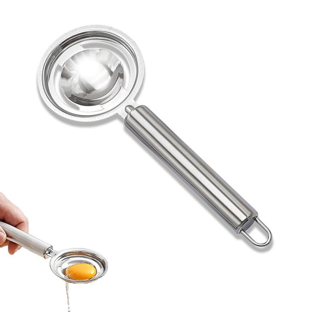 Egg Separator for Raw Eggs, Egg Yolk Separator Stainless Steel, Durable Egg White Separator, Egg Divider/Remover/Filter/Strainer, Kitchen Egg Separator Hanging, Baking Tool for Home Kitchen Cooking