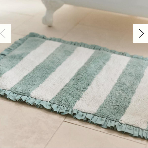 Maeve Ruffled Stripe Tufted Bath Mat