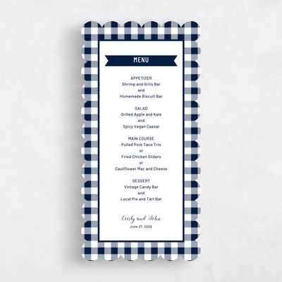Blue Scalloped Wedding Menu - August