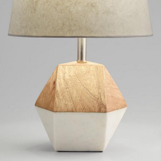 White Marble and Wood Liam Accent Lamp Base