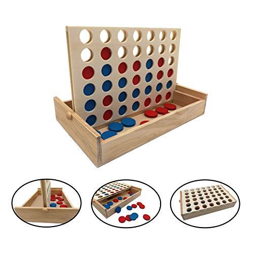 Wooden 4 in a Row Board Game Line up 4 Game Travel Board Games for Kids and Adults