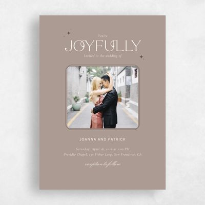 Rich Taupe, Brown Wedding Invitation - Jelani Photo