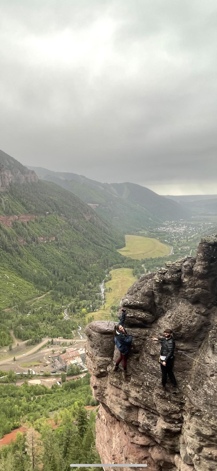 Telluride’s Via Ferrata, which means “iron trail”. It is not for the faint-hearted! At its most intense, you're suspended on a small iron foothold by a harness at 500 feet.