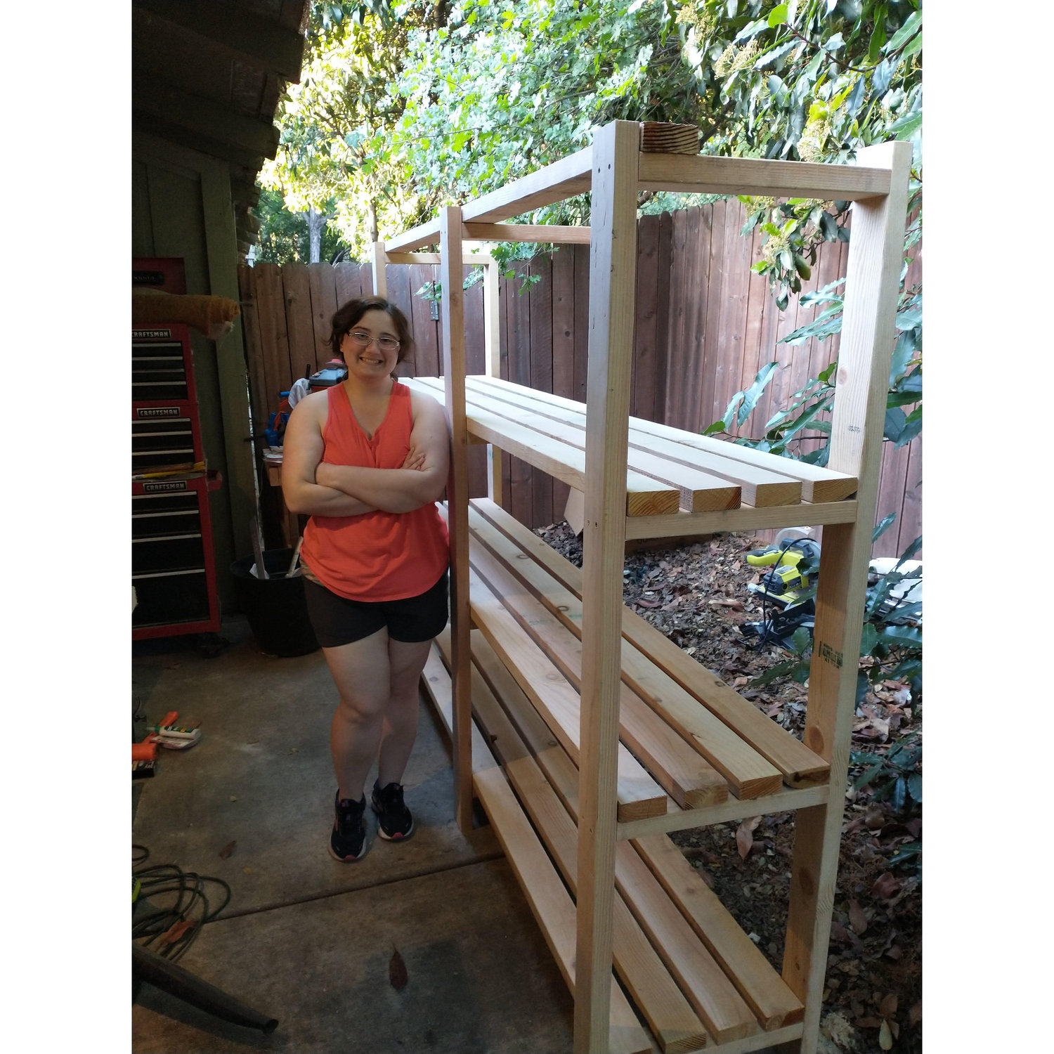 Natalie for scale, next to Ryan's woodworking.
May 2025