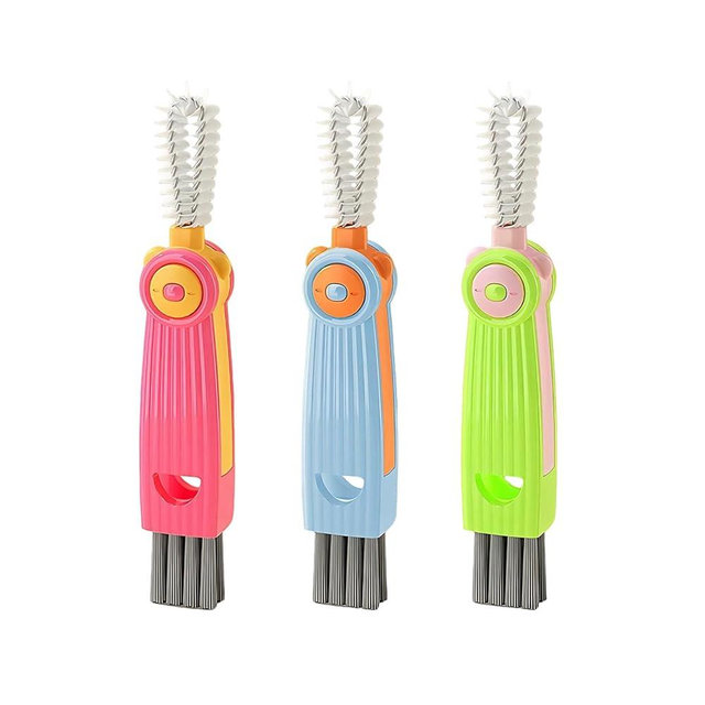 3 in 1 Cup Lid Gap Cleaning Brush Set, 3PCS Multifunctional Bottle Cleaner Bottle Cleaning Brush for Bottle Gaps Home Kitchen Cleaning Tools Mixed Colors