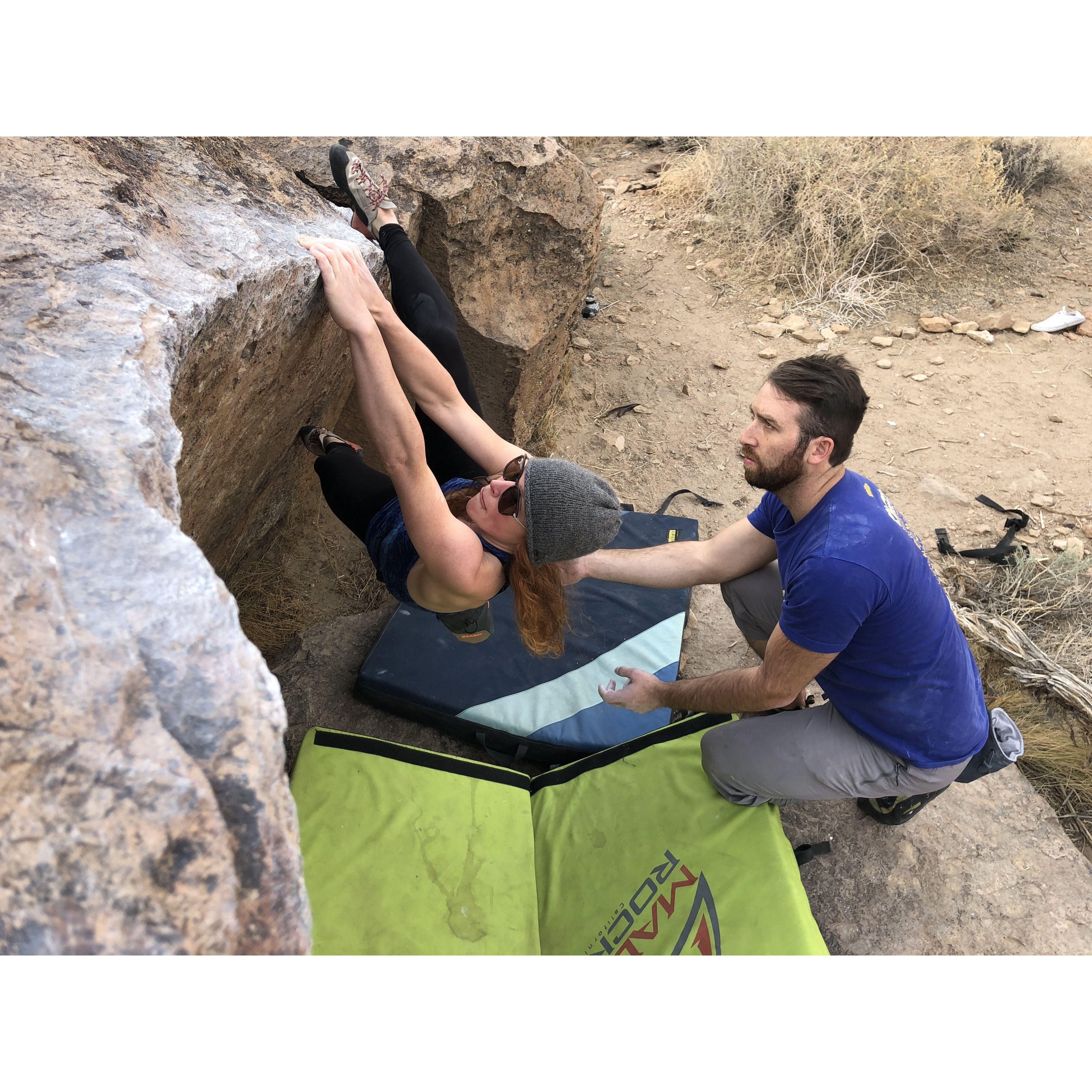 Climbing in Bishop, CA. One of our favorite places in California. 