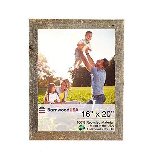 BarnwoodUSA Rustic 16x20 Inch Picture Frame 1 1/2 Inch Wide | 100 Percent Reclaimed Wood, Weathered Gray