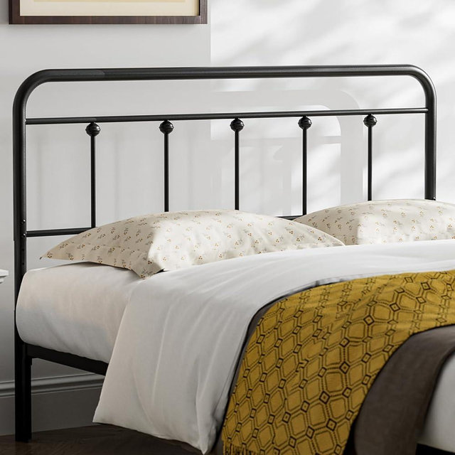 KZNGK Queen Size Headboard with Black Metal Construction, Adjustable Height, Sturdy Farmhouse Wrought Iron Headboards Only
