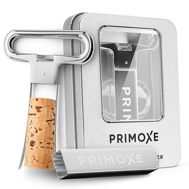 Primoxe Ah So Two Prong Wine Cork Remover with Bottle Opener - Professional Stainless Steel Puller - Extractor For Opening & Vintage Collecting - Perfect Gift for Connoisseurs & Collectors to Uncork