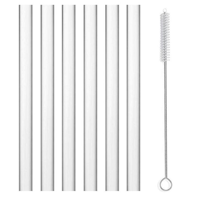 ALINK Extra Wide Reusable Clear Silicone Boba/Bubble Tea Straws, 14mm X 10" Larger Opening Flexible Smoothie Straws, Pack of 6 with Cleaning Brush