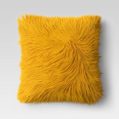 24" x 24" Faux Fur Euro Throw Pillow Yellow - Opalhouse&#153;