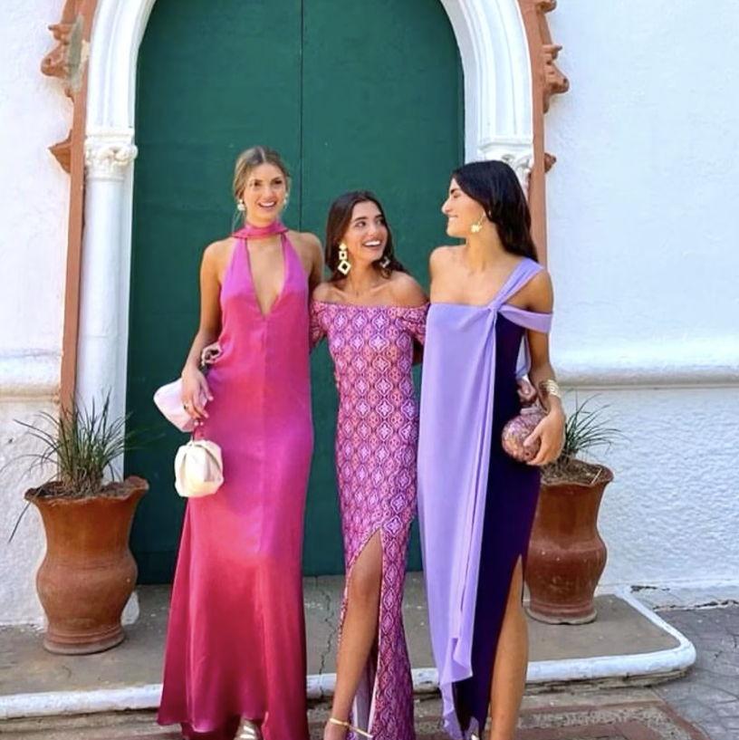 For women, think long dresses in fun, summer colors