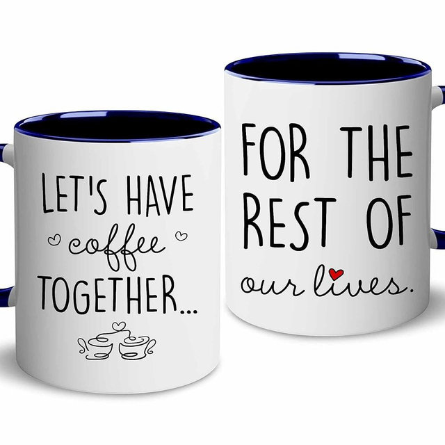BSQUIELE Let's Have Coffee Together For The Rest Of Our Lives Coffee Mug Set - Engagement Wedding Gift for Couple, Mr and Mrs Mug Set - Bridal Shower Gift, Engaged Bride and Groom Couples Coffee Mugs