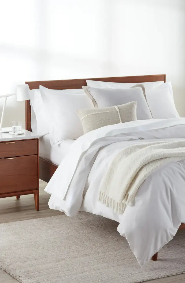 Nordstrom Organic Cotton Percale Duvet & Shams Set in White King