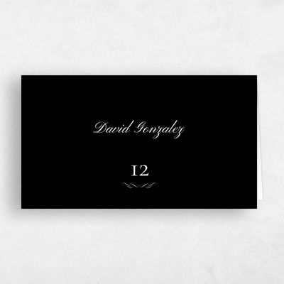 Black Wedding Place Card - Abbey