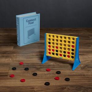 Connect Four Vintage Bookshelf Edition - 4 in a Row Game by WS Game Company, Fabric-Wrapped Book Box Display, Classic Strategy Tabletop Games for 2 Players, Ages 6+
