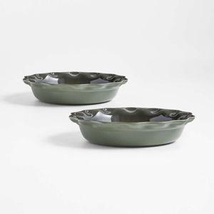 Le Creuset Heritage 9" White or thyme Pie Dishes, Set of 2 + Reviews | Crate & Barrel