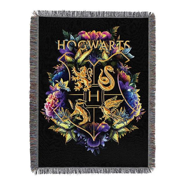 Harry Potter Woven Tapestry Throw Blanket, 48 x 60 Inches, School Foliage