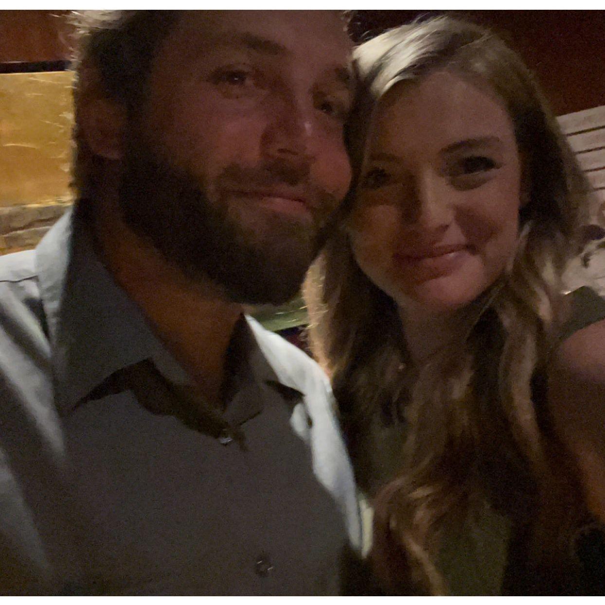 Birthday dinner with a twist... Dinner. Desert. Down on one knee. I said YES!...obviously.... lol