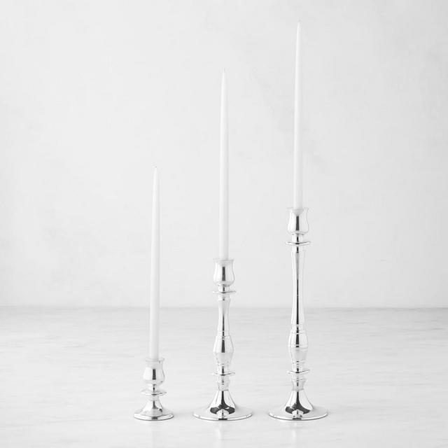 Heirloom Silver Tiny Taper Holders, Mixed, Set of 3