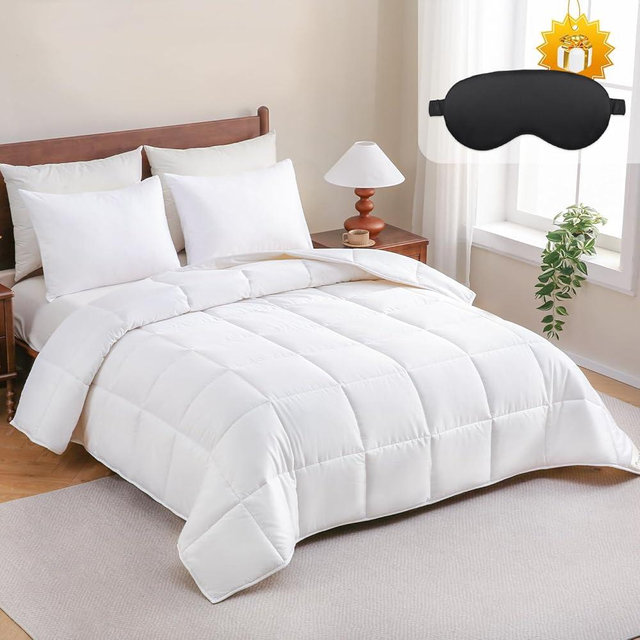 YOUR MOON Luxurious All Season Wool Comforter King Size, 100% Australian Wool Filling, Hypoallergenic Comforter Duvet Insert with Soft Noiseless Cotton Shell (White)