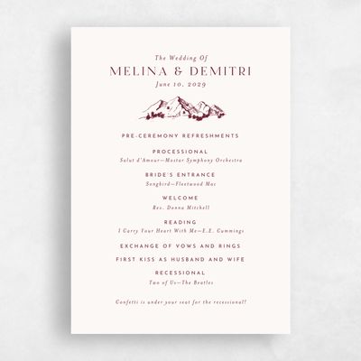 Wine, Red Wedding Program - Crispin