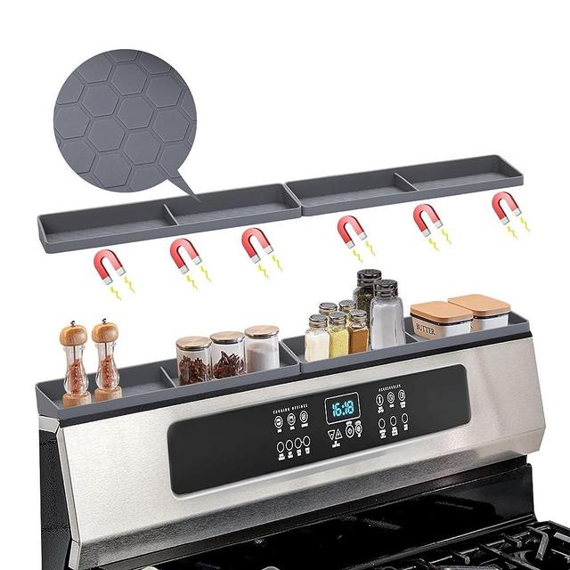 Stove Top Shelf 30” Silicone Stove Shelf Magnetic Shelf For Kitchen Stove, Spice Rack Organizer Kitchen Shelf Over The Shelf Top, Kitchen Gadgets for Organization and Storage