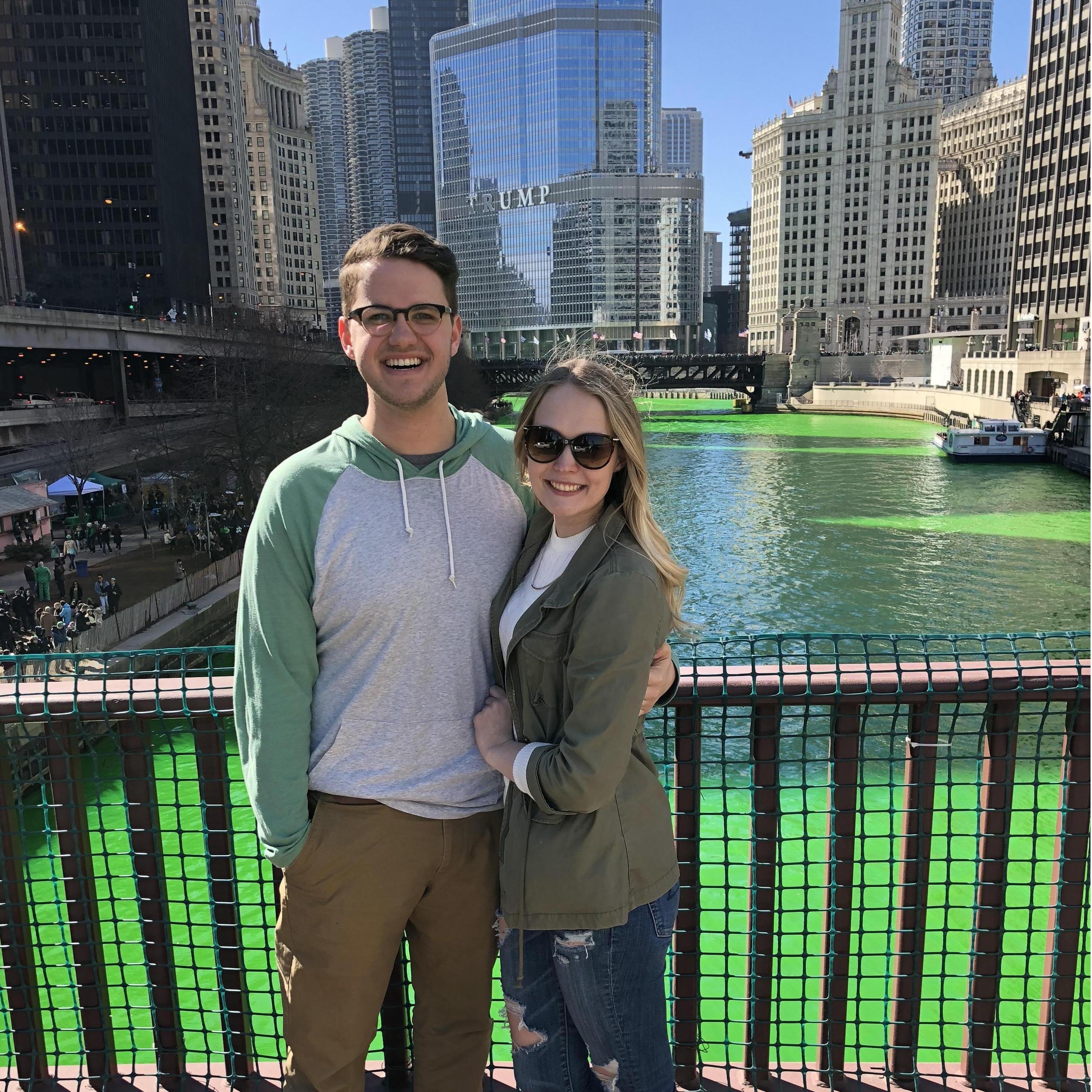 Visiting Chicago on St. Patrick's Day.