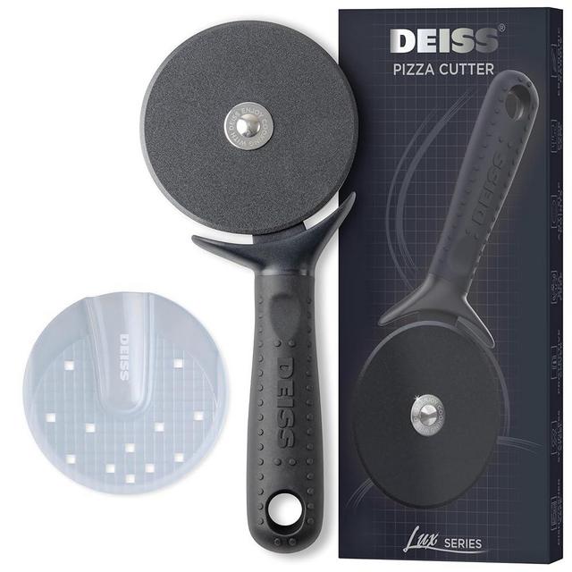 Deiss Lux Heavy Duty Pizza Cutter With Wheel Slicer - Stainless Steel Sharp Smooth Pizza Cutter Wheel With Easy Grip Non-Slip Handle, Dishwasher Safe