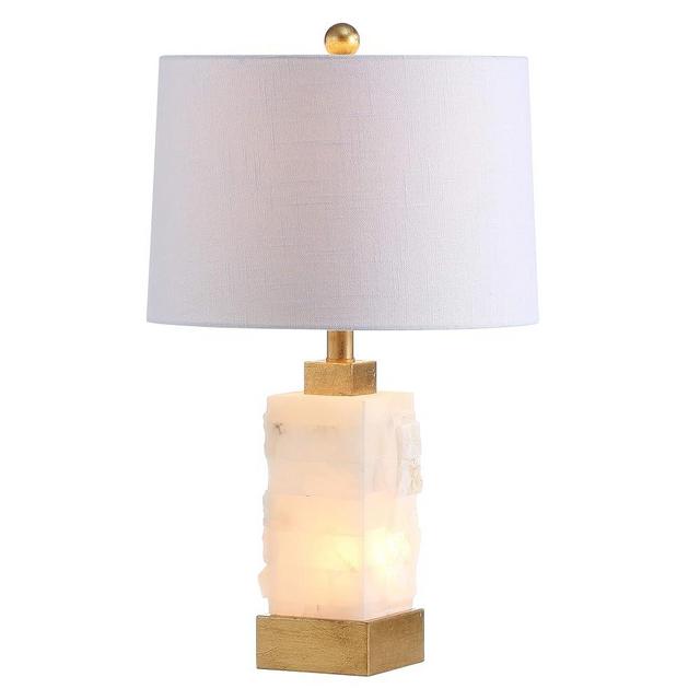 JONATHAN Y JYL6202A Eloise 23" Alabaster/Metal LED Table Lamp Contemporary Transitional Bedside Desk Nightstand Lamp for Bedroom Living Room Office College Bookcase LED Bulb Included, White/Gold Leaf