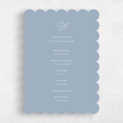 Blue Scalloped Wedding Program - Imarige