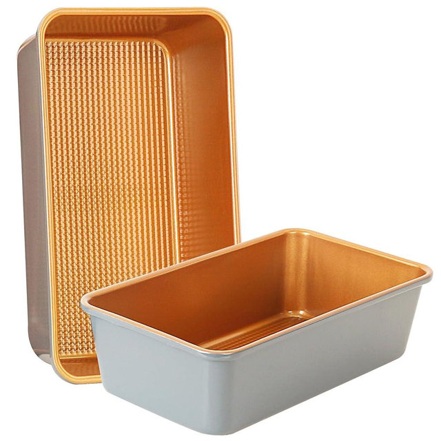 LUCYCAZ Non-Stick Heavy Duty Bread Loaf Pan Set, 9 x 5 Inch Carbon Steel Loaf Pans for Baking, Bread Pans for Homemade Bread, Cakes, Lasagna, Meatloaf, 2-Piece, Copper