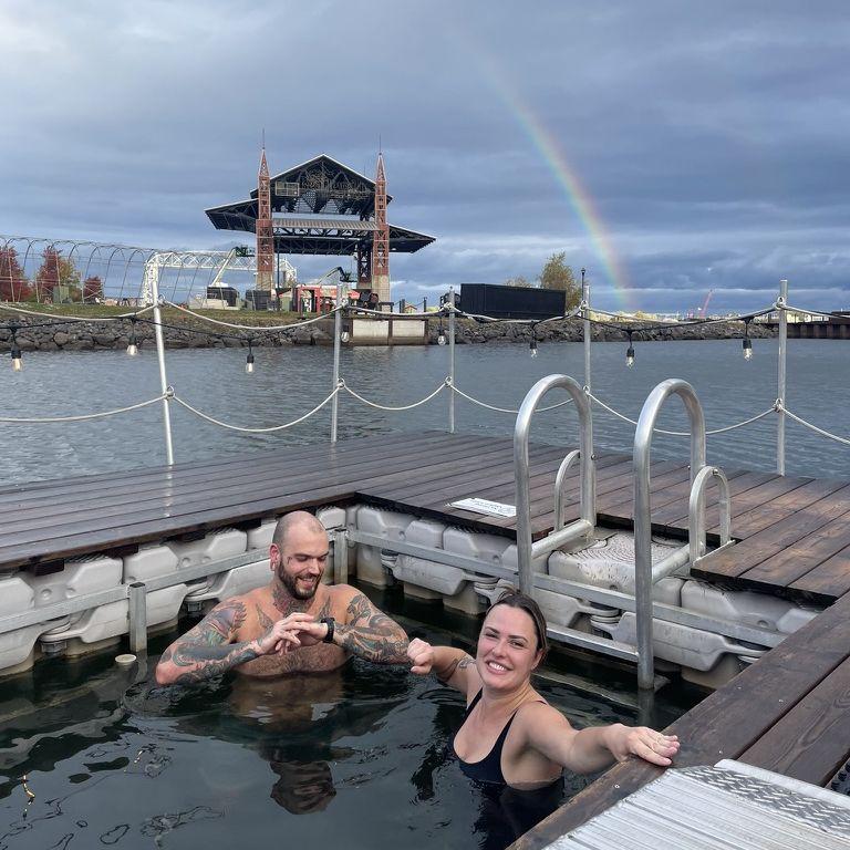 Cold plunging in Lake Superior. Duluth, MN. 2024.